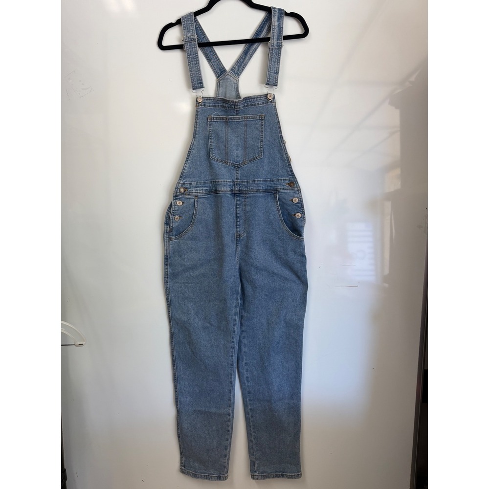 Women's Jeans Medium Wash Denim Bib Overalls Blue Straight Leg Mens M